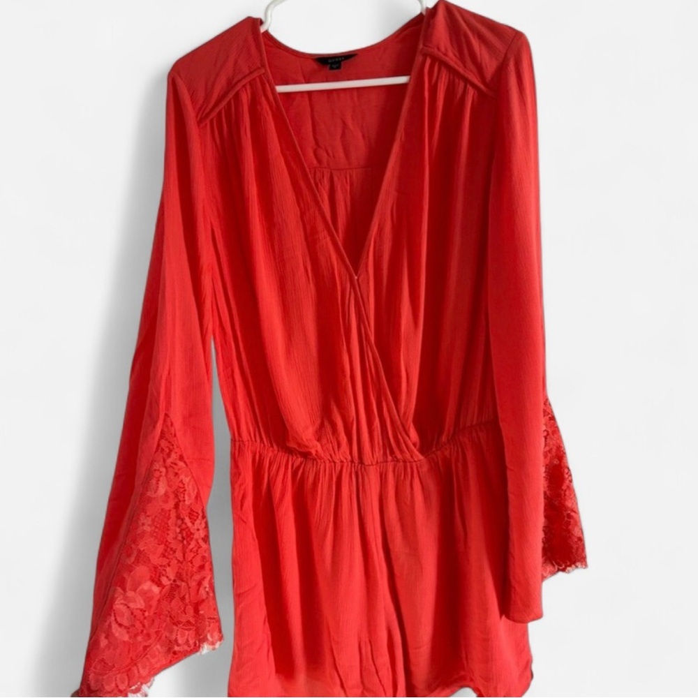 GUESS Angel Lace Woman’s Romper in Coral Size XL